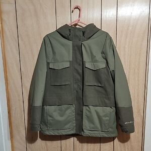 Eddie Bauer Size L Insulated Jacket w/ Removable Puffer Liner Hood Outdoor Coat